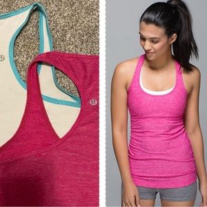 SET OF 2 Lululemon Size 4/6 Cool Racerback Tank Tops - Heather Pink and White
